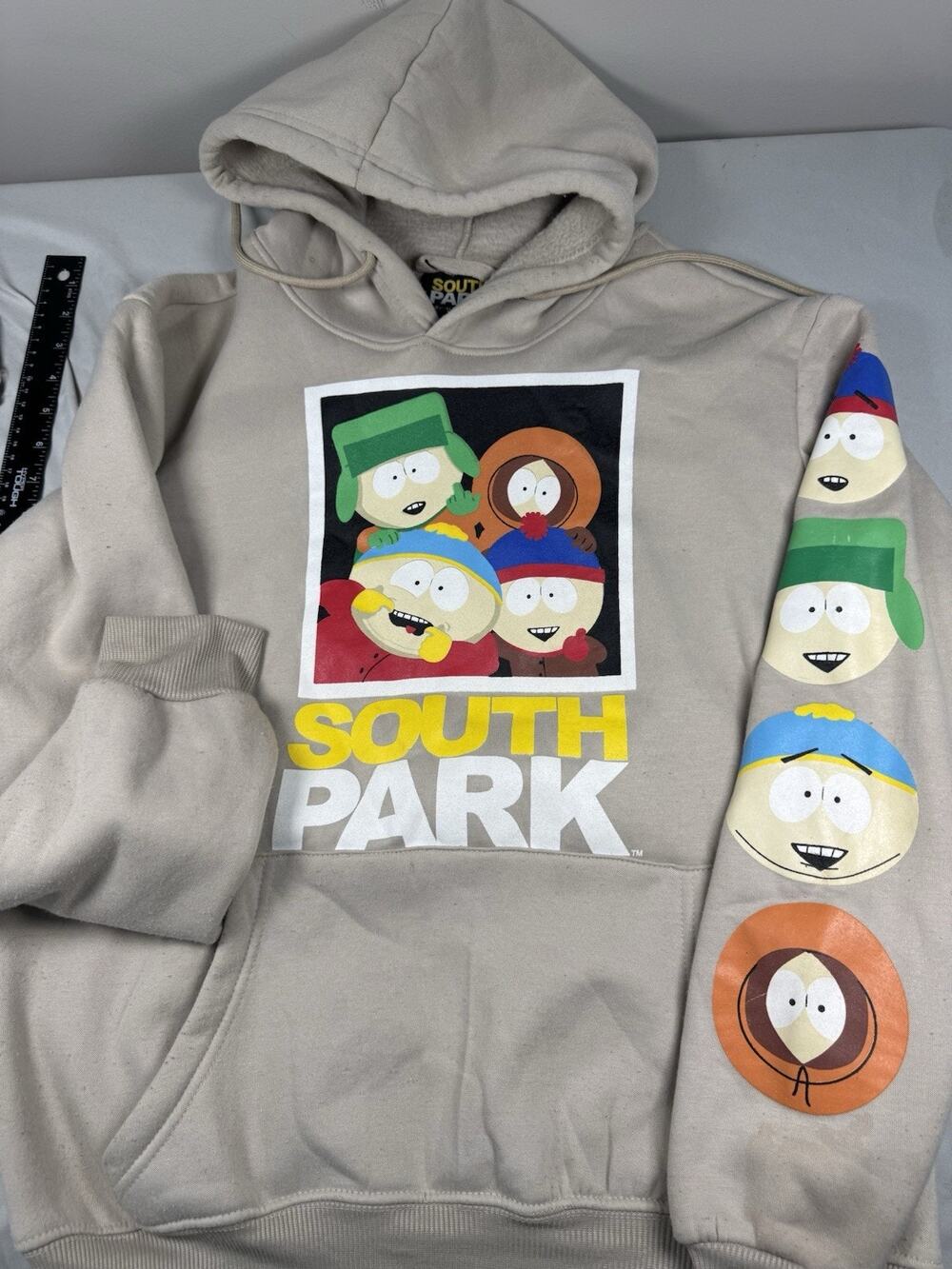 South Park Members Only Character Sleeve Hoodie Tan Small Adult